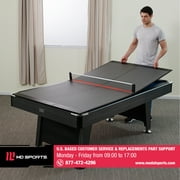 7-ft Table Tennis Conversion Top, 9mm Playfield, Net Included, Gray, and 4 Piece Top Folds for Storage by MD Sports