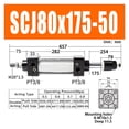 thumbnail image 1 of Alésage de Cylindre Pneumatique Standard 80mm Double Action, Course Réglable 125-175mm, Grande Poussée, Résistant à l'Usure, 1 of 6