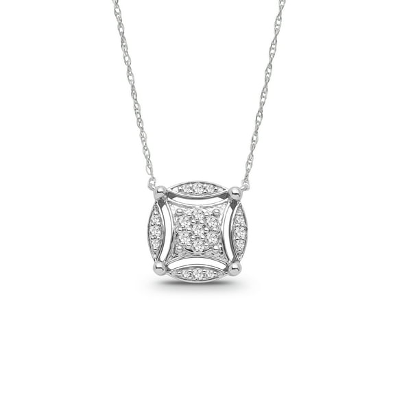 ARAIYA JEWELRY Sterling Silver Diamond Cluster Pendant Necklace for Women (1/4 Cttw, I-J Color, I2-I3 Clarity), 18"