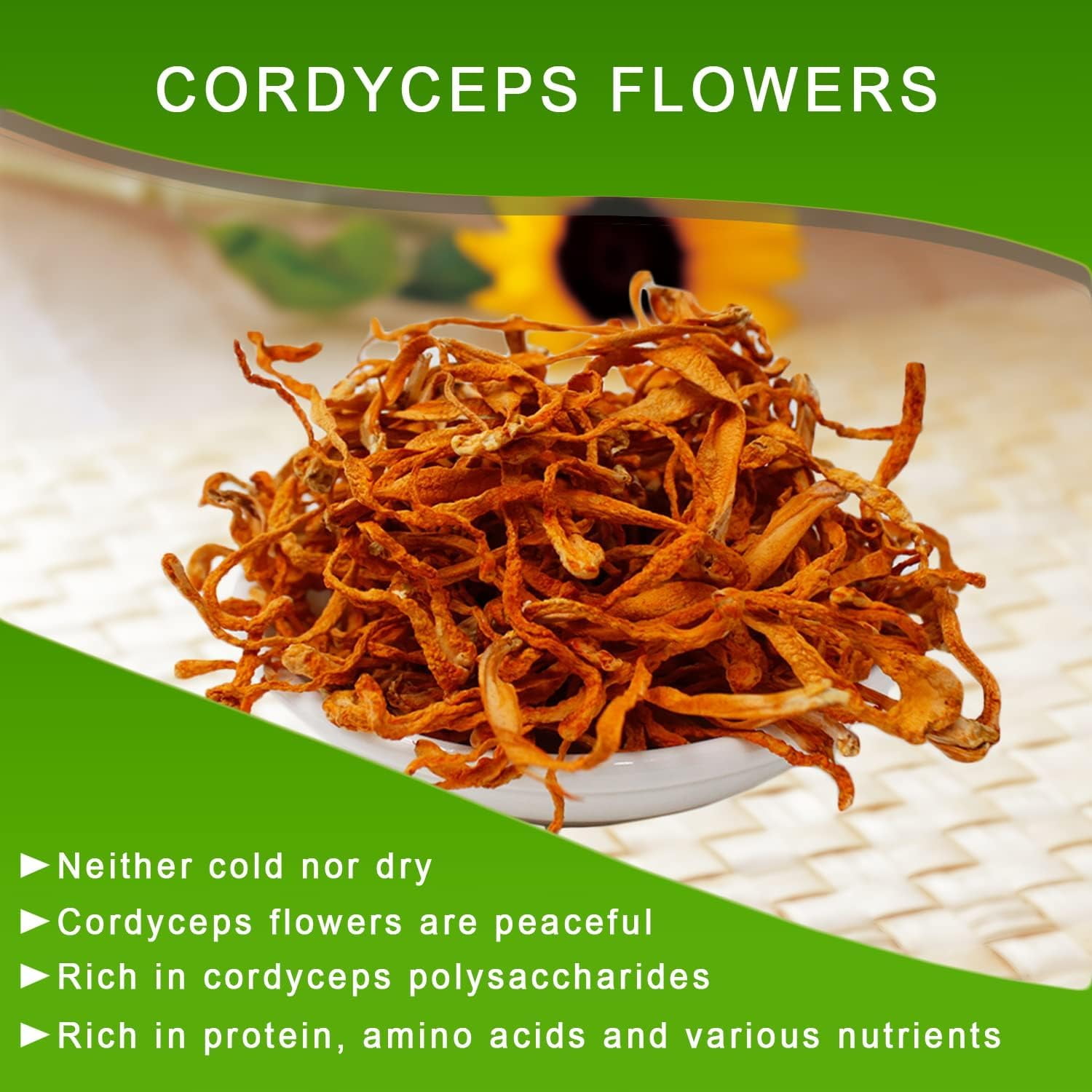 American Wisconsin Ginseng Slices Root + Cordyceps Flower, 100% Natural Dried Cordyceps Mushroom 4OZ Ginseng Slices + 4OZ Dried Cordyceps Mushroom Gift Box