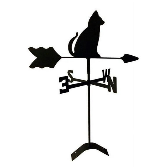 The Lazy Scroll  Cat Roof Mount Weathervane, Black