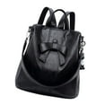 thumbnail image 3 of Mochila para mujer, mochila, portátil, impermeable, a la moda, decoración de lazo, mochila informal Negro, 3 of 9