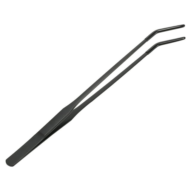 Pinzas para alimentar reptiles Pinzas para alimentar lagartos Pinzas curvadas para acuarios con punta de goma Negro 10.63" de longitud, Negro