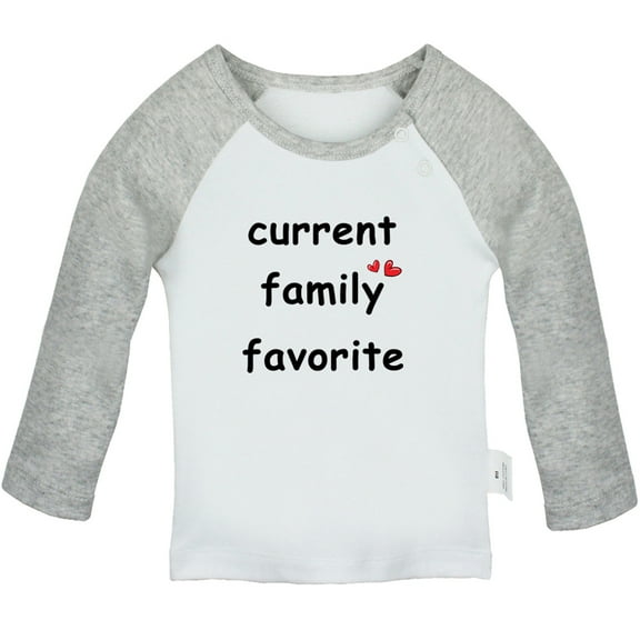 iDzn Current Family Favorite Funny T shirt For Baby, Newborn Babies T-shirts, Infant Tops, 0-24M Kids Graphic Tees Clothing (Long Gray Raglan T-shirt, 0-6 Months)