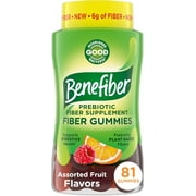 Benefiber Prebiotic Fiber Supplement Gummies for Digestive Health, Assorted Fruit Flavor - 81 Count