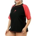 thumbnail image 3 of Charmo Women Plus Size Rash Guard Short Sleeve Swim Shirt Rashguard Swimwear Top, 3 of 6