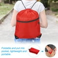 thumbnail image 5 of REGALWOVEN Polyester Drawstring Bag Gym Cinch Sack with Zipper Pocket for Men Women Red, 5 of 7