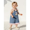 thumbnail image 3 of BemeyourBBs Baby Girl Denim Overall Dress Number Embroidery Sleeveless Plush Dress, 3 of 9