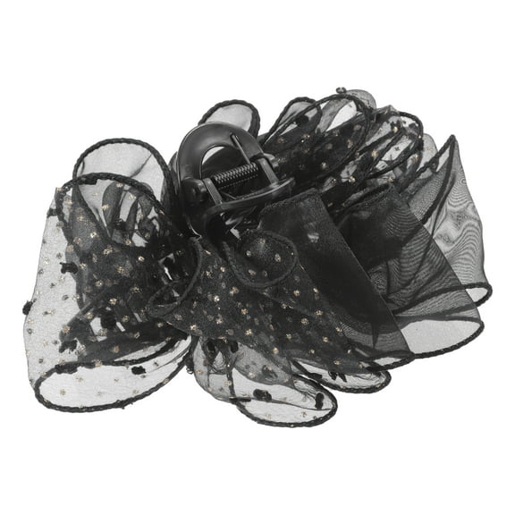 1 Pc Fashion Polka Dots Mesh Hair Clips Hairdo Clip for Women 6.10"x4.72"x2.76" Black