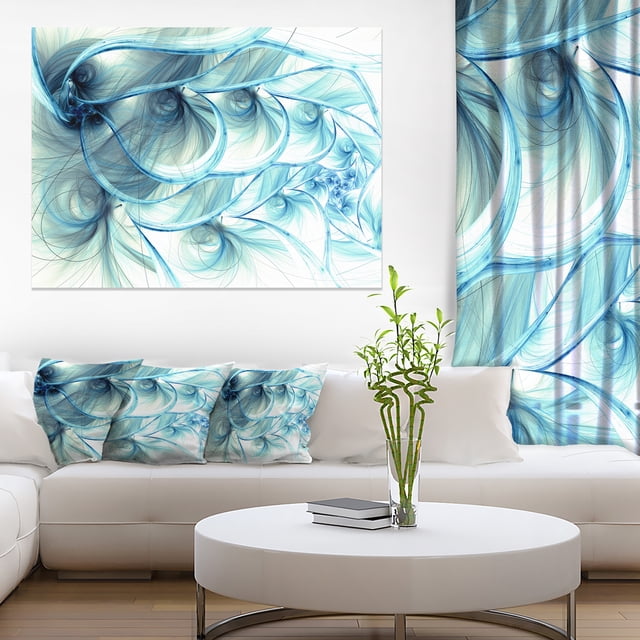 Light Blue Fractal Flower Soft Pattern - Floral Canvas Art Print