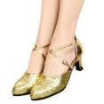 thumbnail image 3 of AZZAKVG Sandals for Womens Latin Dance Shoes Heeled Ballroom Salsa Tango Party Sequin, 3 of 9