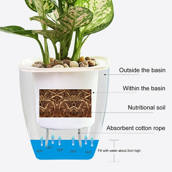 ievspot 1 Pcs Self Watering Planter African Pots Plastic Flower Plant Pot for All House Plants, Flowers, Herbs