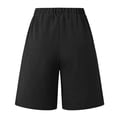 thumbnail image 5 of Womens Drawstring Wide Leg Shorts with Side Button Elastic Waist Casual Loose Summer Bermuda Pants Black XL, 5 of 8