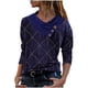 thumbnail image 1 of Mujeres Casual Cross Skew Collar Botones Impreso Blusa de manga larga Camiseta Tops Fridja hkj3154, 1 of 5