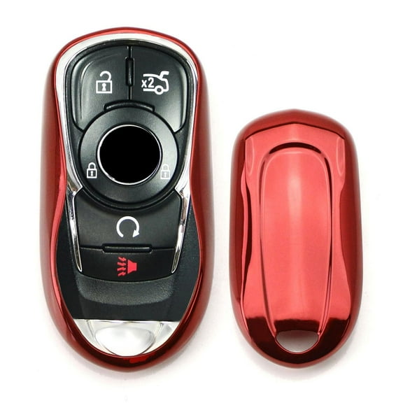 Chrome Finish Red TPU Key Fob Protective Cover Case For Buick 2016-up Envision, 2017-up Lacrosse Encore, 2018-up Regal Enclave