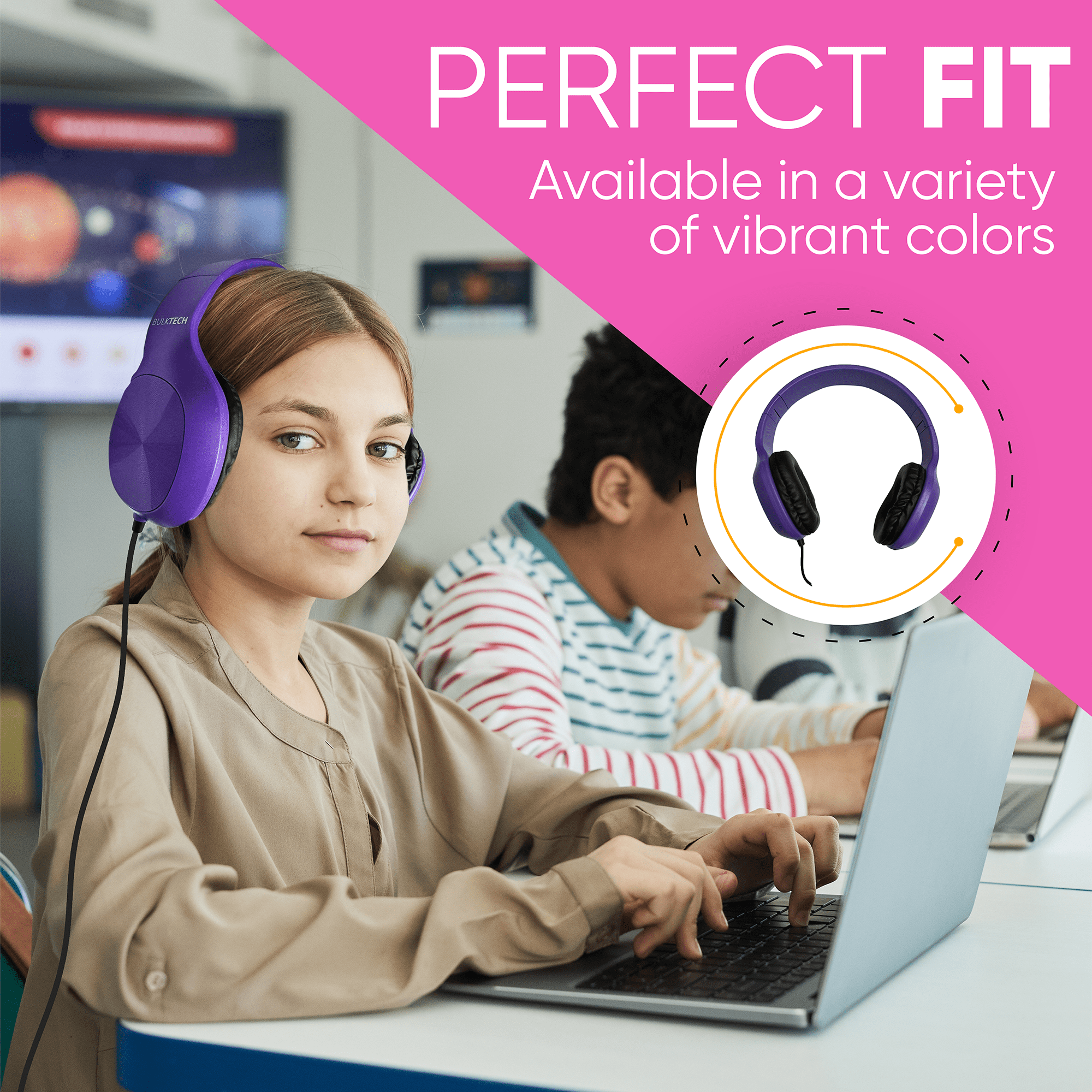 Bulktech Wired On-Ear Leather Headphones with 3.5mm Connector, Oval Metal Housing, Bulk Wholesale, 50 Pack, Assorted Colors