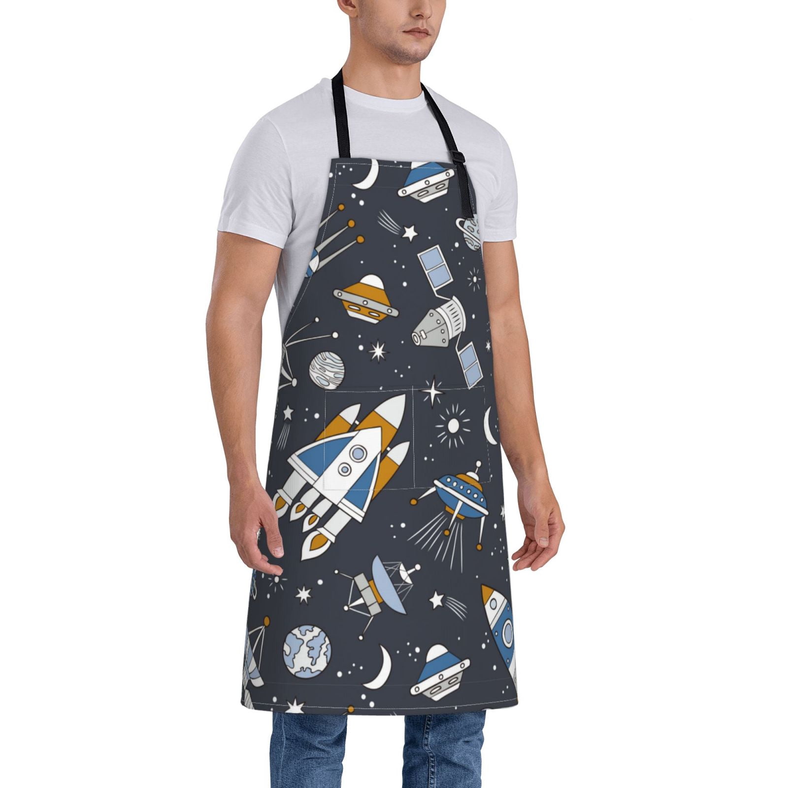 Kdxio Space Cars Apron with Pockets Adjustable Kitchen Aprons for Men Women Waterproof Aprons for Cooking,Drawing,Crafting, Baking Household Cleaning