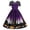 Purple, variant on FASHOFT Halloween Dresses For Women Hepburn Style Vintage Lace Crew Neck Short Sleeve Print Swing Dress Elegant Party Gown Outfit Halloween Costumes L