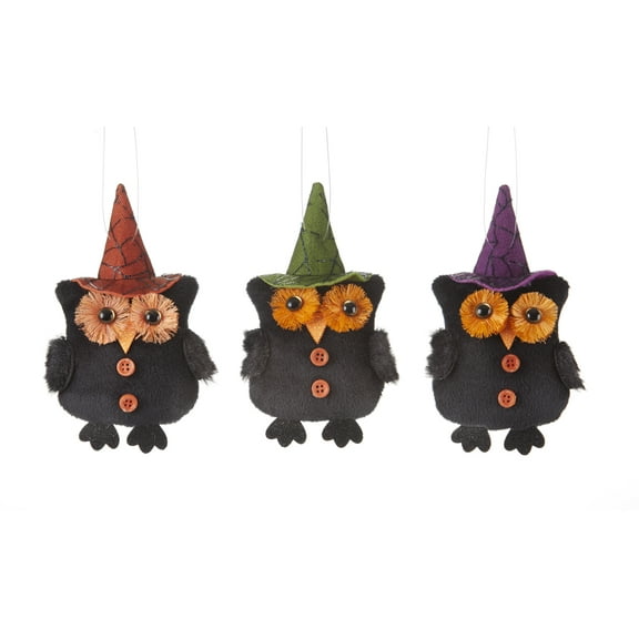 4 x 5.5" Halloween Owl Ornament, 3 Asst