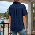 thumbnail image 5 of T Shirts for Women 2026 Summer Linen Short Sleeve Button Down Lapel Collared Dressy Casual Office Work Tshirt Blouse, 5 of 8