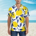 thumbnail image 5 of Uemuo Tropical Lemon Printed Regular Fit Short Sleeve Casual Hawaiian Shirt for Men,Aloha shirt,Tropical shirt,Floral print shirt,Vacation Beach shirt-Small, 5 of 9