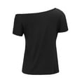 thumbnail image 5 of YOTMKGDO T-Shirts for Women, One Shoulder Women's Summer Off Shoulder Shirts Casual Loose Tunics Tops Short Sleeve (Black, M), 5 of 8