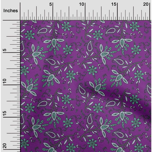 oneOone Cotton Silk Fabric Leaves & Floral Block Decor Fabric Printed BTY 42 Inch Wide