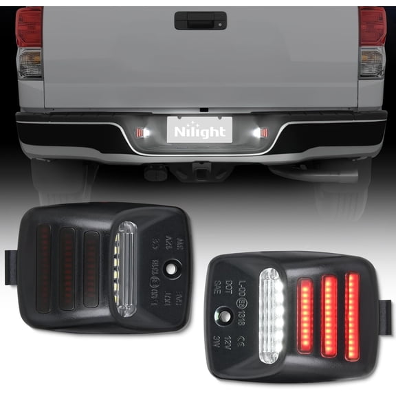 Nilight License Plate Lights Compatible with 2005 2006 2007 2008 2009 2010 2011 2012 2013 2014 2015 Toyota Tacoma 2000-2013 Tundra Red Triple OLED Tube 6000K White 2PCS Pack