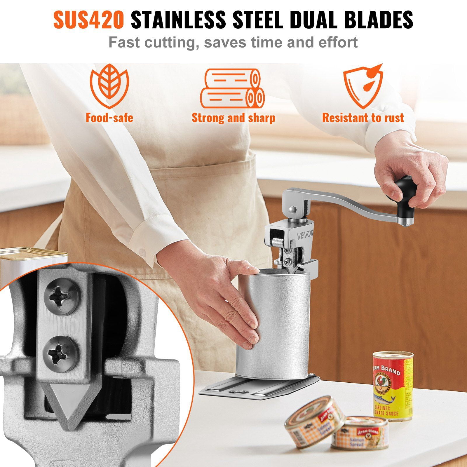 Heavy Duty Commercial Can Opener Manual Adjustable Height Up to 15.75 Inches for Restaurant Hotel Food Store