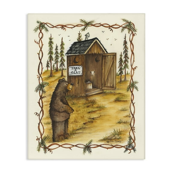 Stupell Industries Take A Seat Outhouse Animals & Insects Painting Gallery Wrapped Canvas Art Print Wall Art, 16 x 20