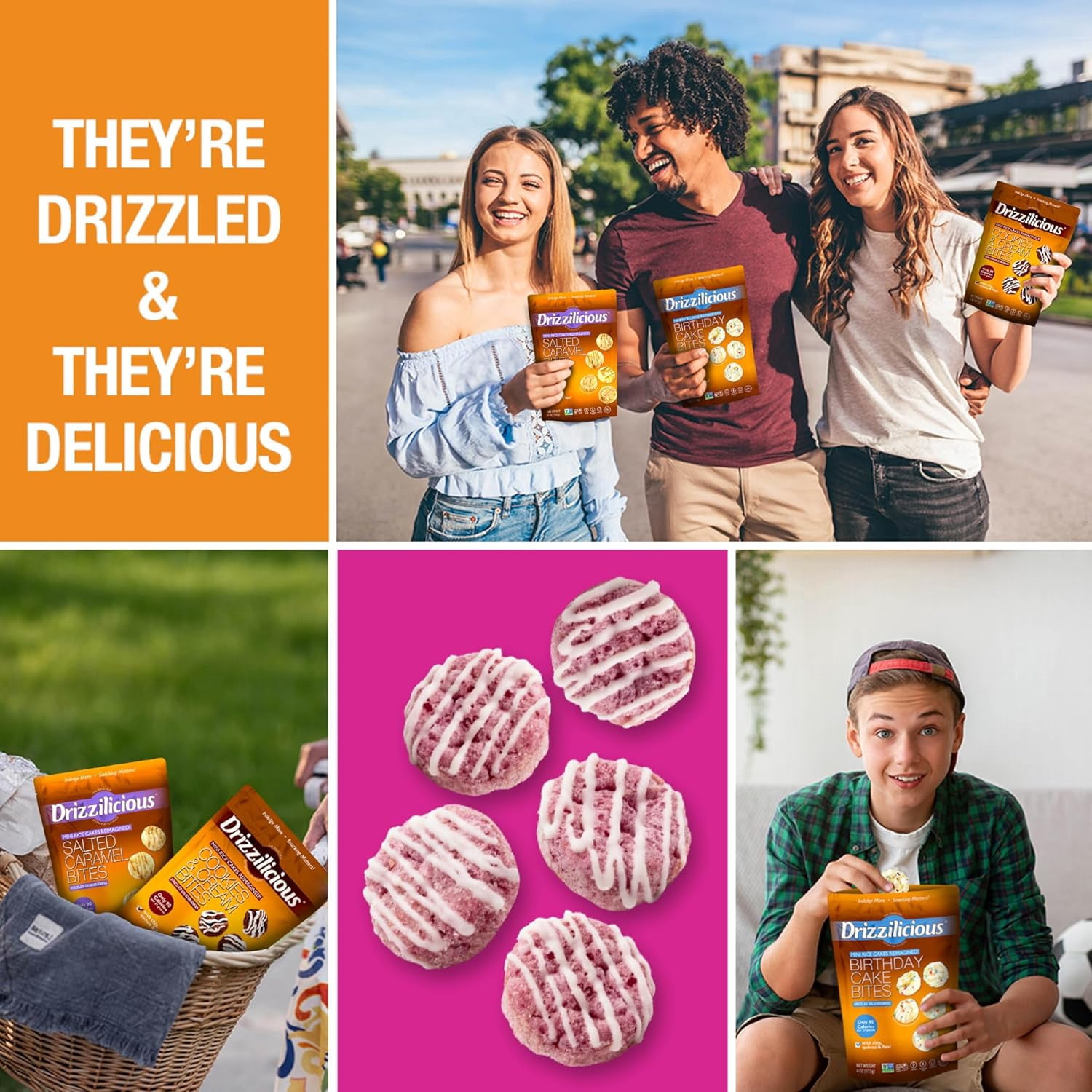 Drizzilicious Mini Rice Cakes Variety Pack, Assorted Rice Cake Snacks, Rice Crisps 6-Pack