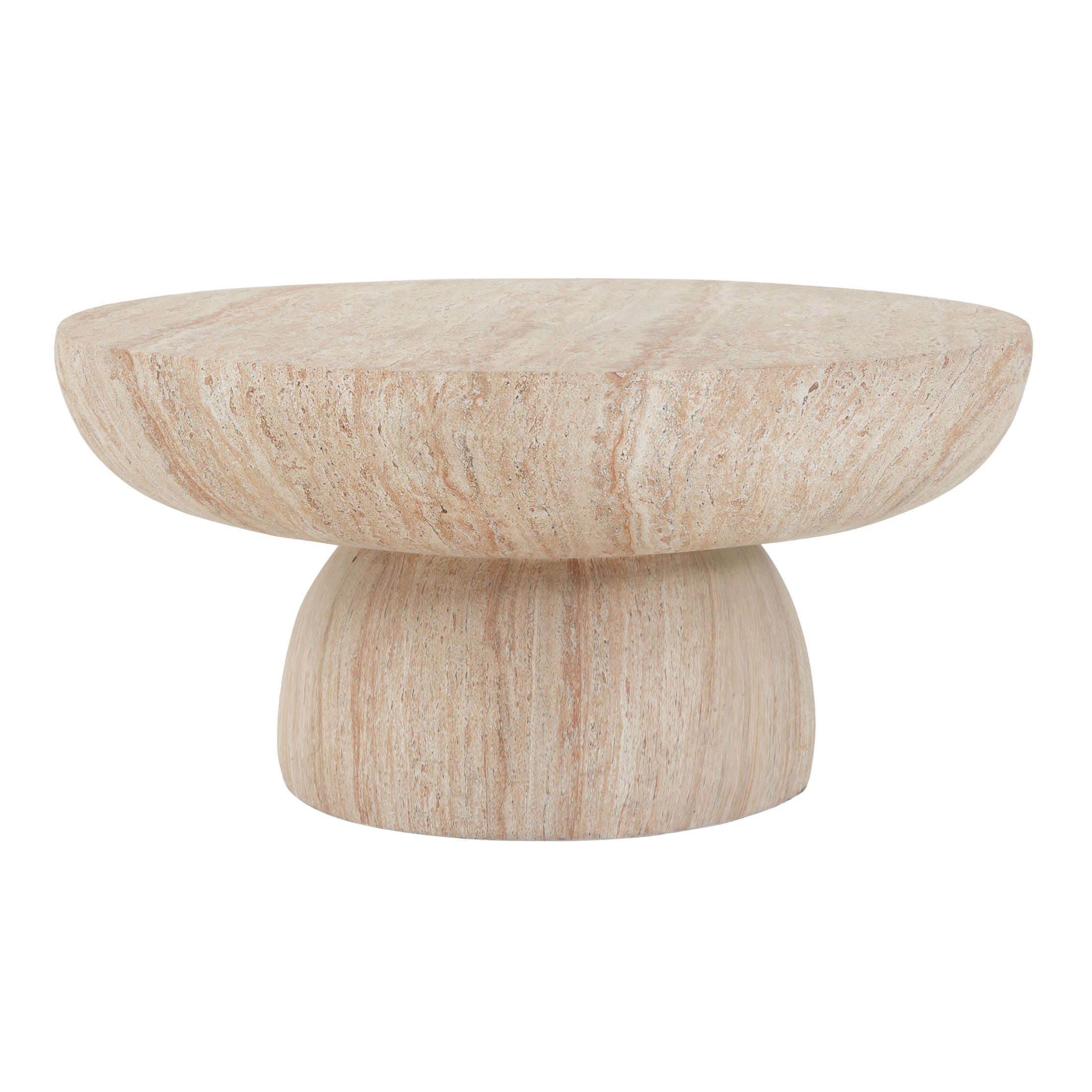 Christopher Knight Home 27.5" Round MGO Coffee Table, Indoor/Outdoor Modern Accent Table, Travertine Finish