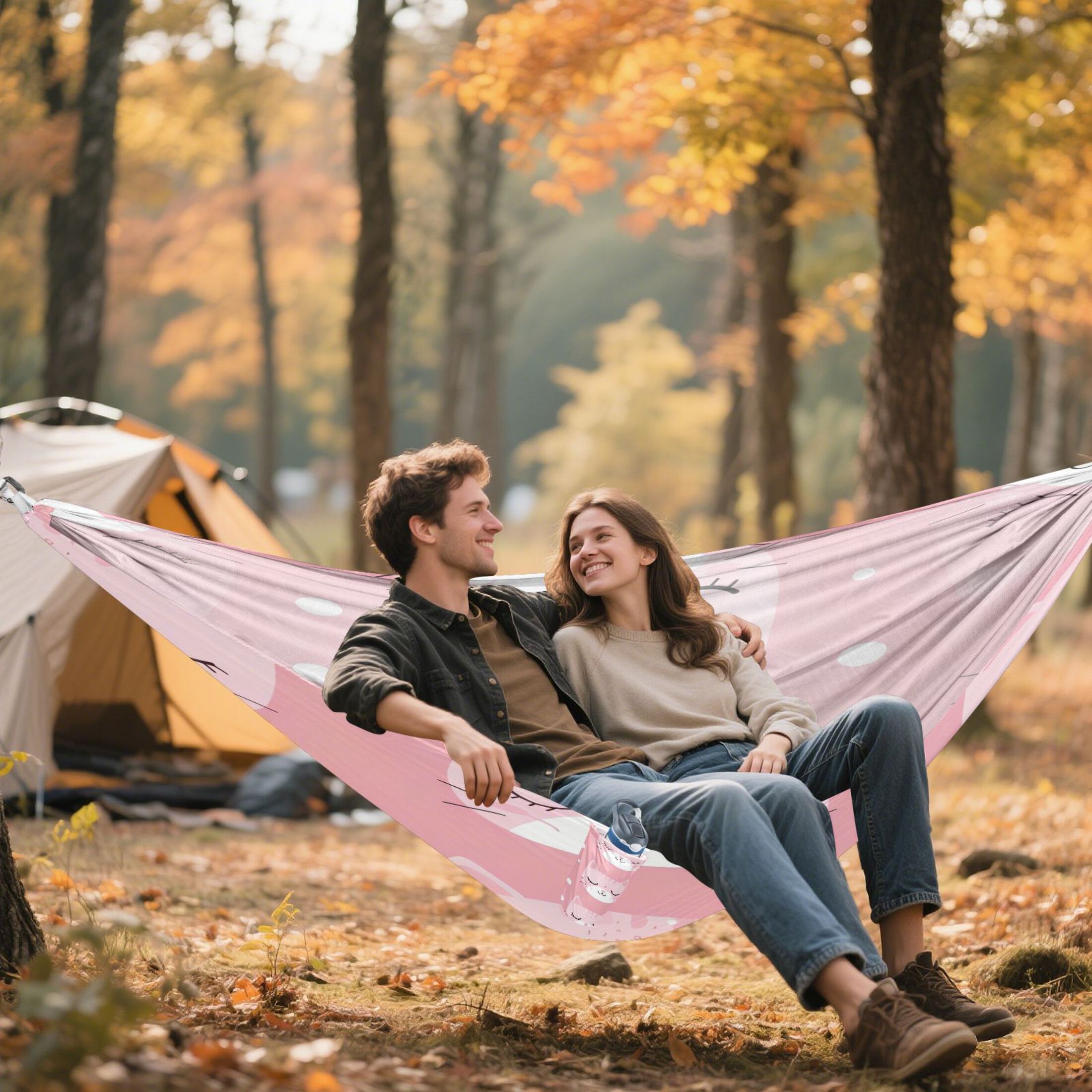 Hammock Camping Hammock Nylon Portable Hammock Travel Camping Hammock Pink Closed Eyes Cat