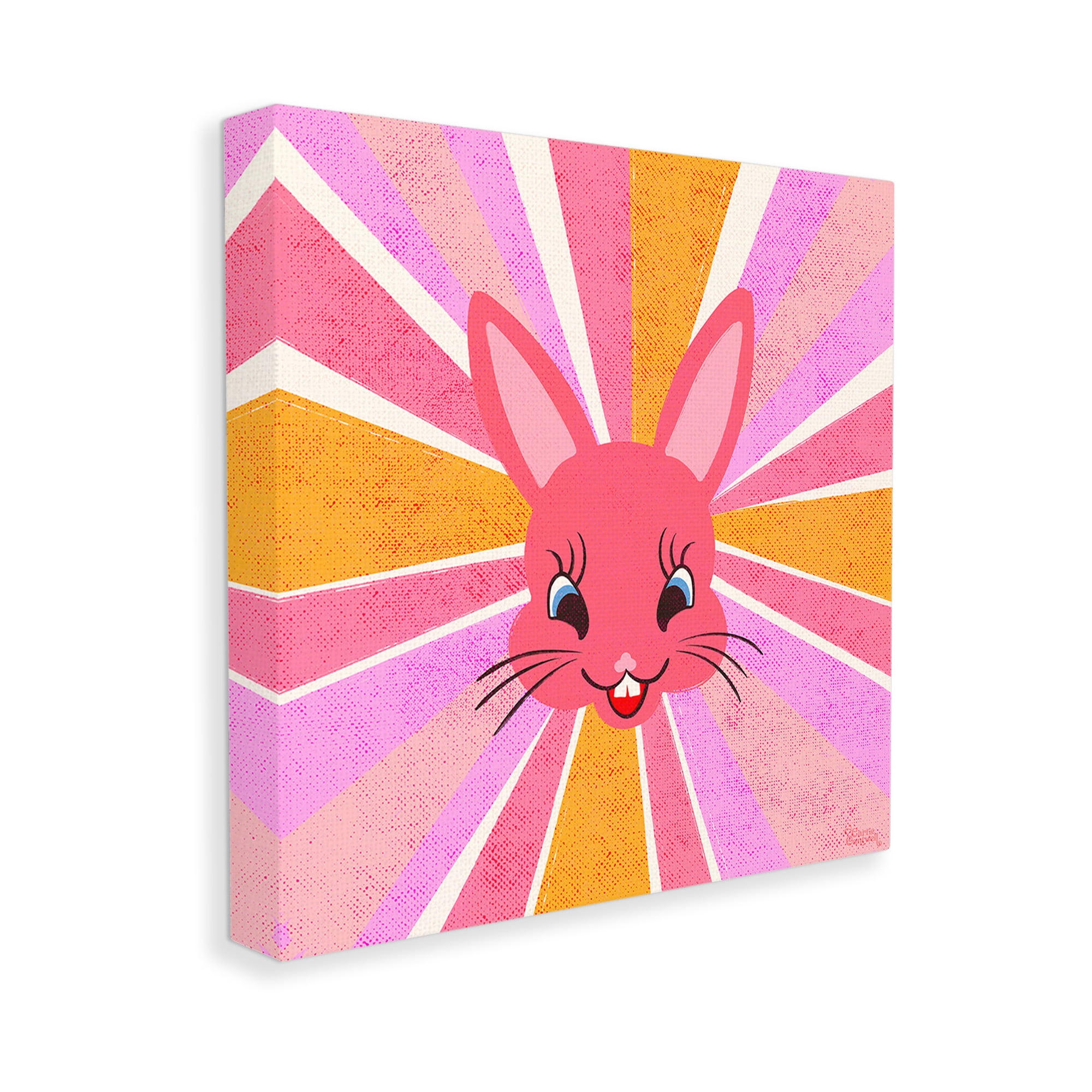 Stupell Industries Happy Bunny Sunburst Animals & Insects Painting Gallery Wrapped Canvas Art Print Wall Art, 24 x 24