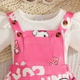 thumbnail image 6 of Baby Girls 2 Piece Summer Outfits Toddler Girl Clothe Flying Sleeve Tops Cute Cartoon Printed Romper & Overalls Shorts Casual Toddler Outfits 6 9 12 18 24 Months 2T 3T, 6 of 8