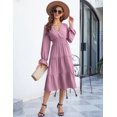 thumbnail image 4 of Women's Spring Dress, Long Sleeve Mini Tunic Casual V Neck Wedding Guest Dresses, 4 of 7