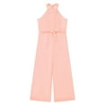 thumbnail image 3 of YiZYiF Girls Chiffon Halter Neck Wide Leg Jumpsuit Juniors Ball Gown High Waist Ruffle Pants Romper Pageant Party Outfit Pink 12, 3 of 5