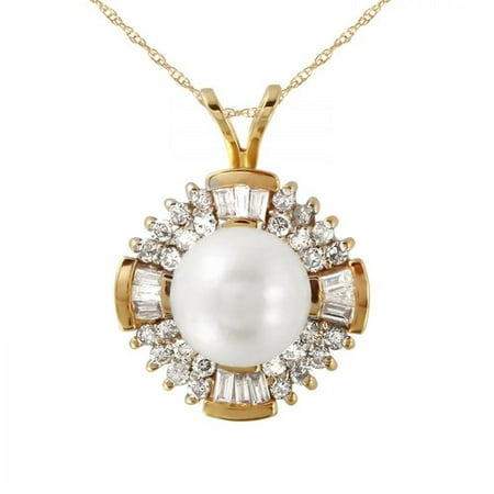 Foreli 0.5CTW Pearl And Diamond 14K Yellow Gold Necklace