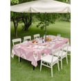 thumbnail image 2 of Rectangle Outdoor Tablecloth With Umbrella Hole And Zipper– Pink Santa Claus Christmas Waterproof Patio Table Cover for Party, Picnic, Backyard, 60"x84" , Xmas Tree Balls White Snowflake, 2 of 8