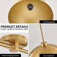 thumbnail image 6 of Pendant Lights Kitchen Island, 2-Pack 41.3in Dome Industrial Vintage Hanging for Dining Room Restaurant Cafe Entryway Gold, 6 of 9