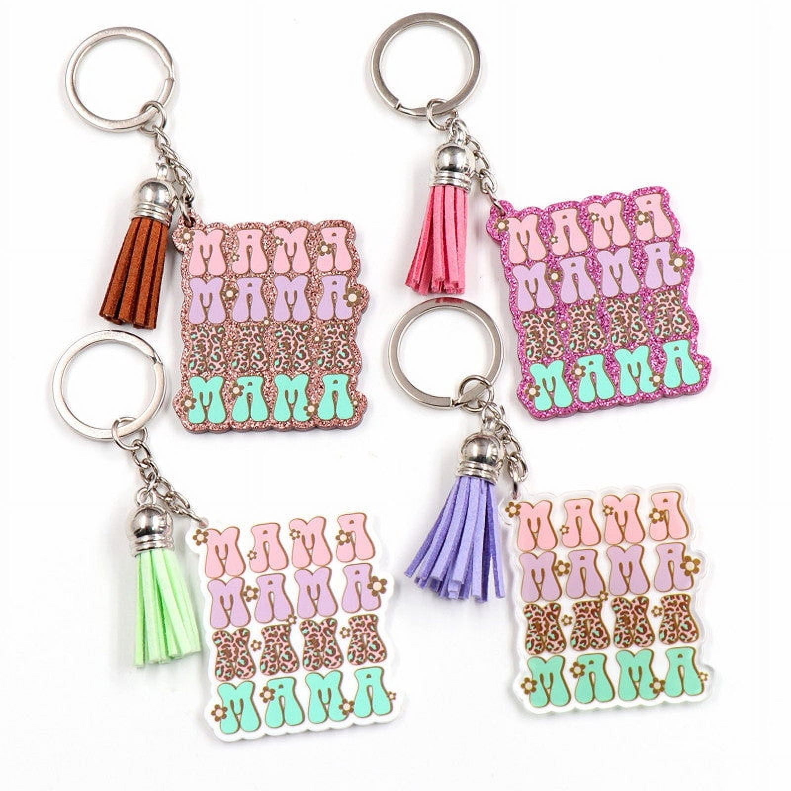 Acrylic Keychain Mothers Day Gift Floral Glitter Key Ring for Couples Spring Festival Present Key Accessories and Ring