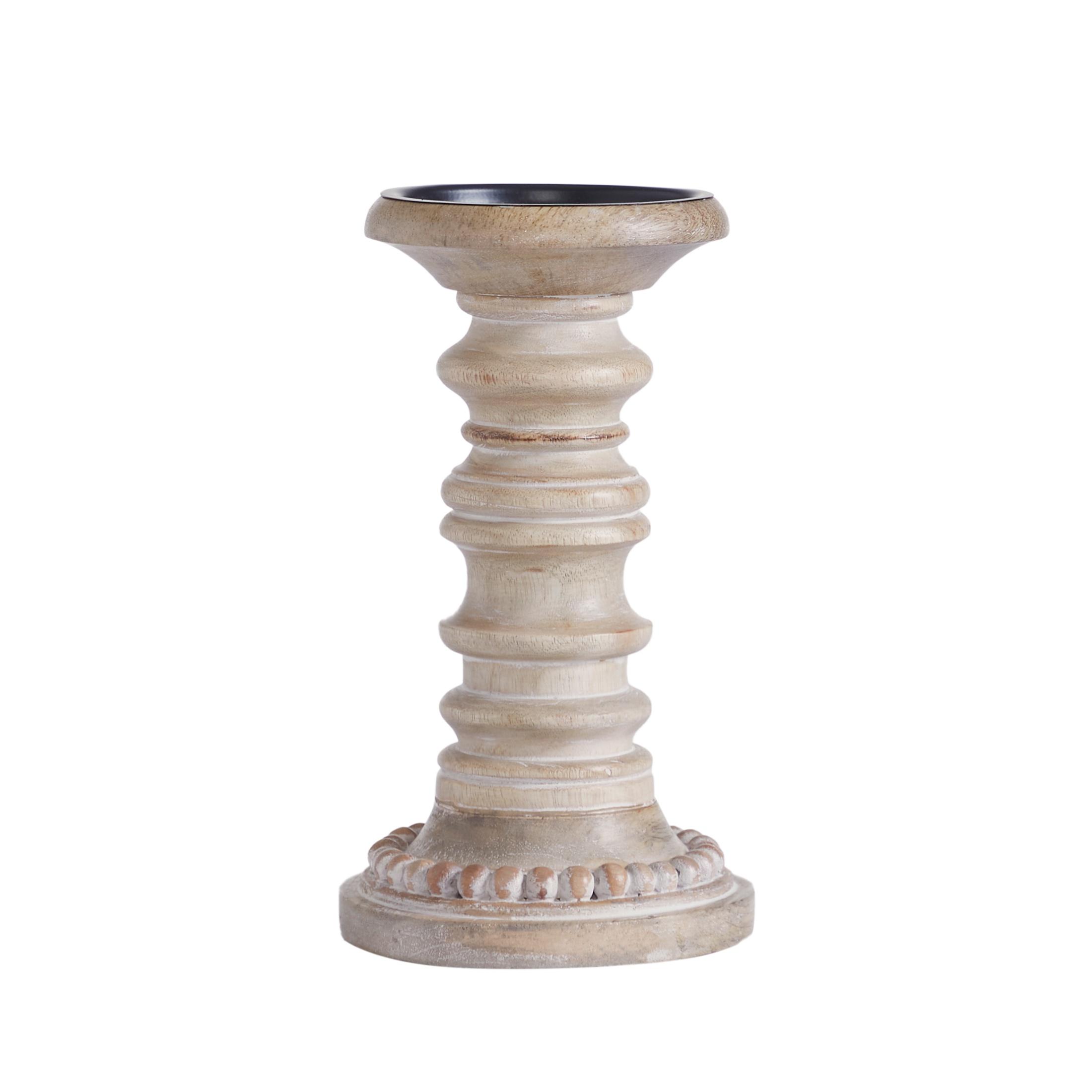 My Texas House Natural Mango Wood Pedestal Candle Holder, 8" Height - image 3 of 5
