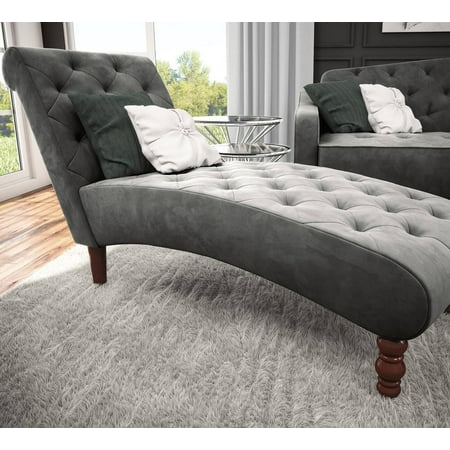Leopard Chaise Lounge - Novogratz Vintage Tufted Upholstery Chaise, Multiple Colors