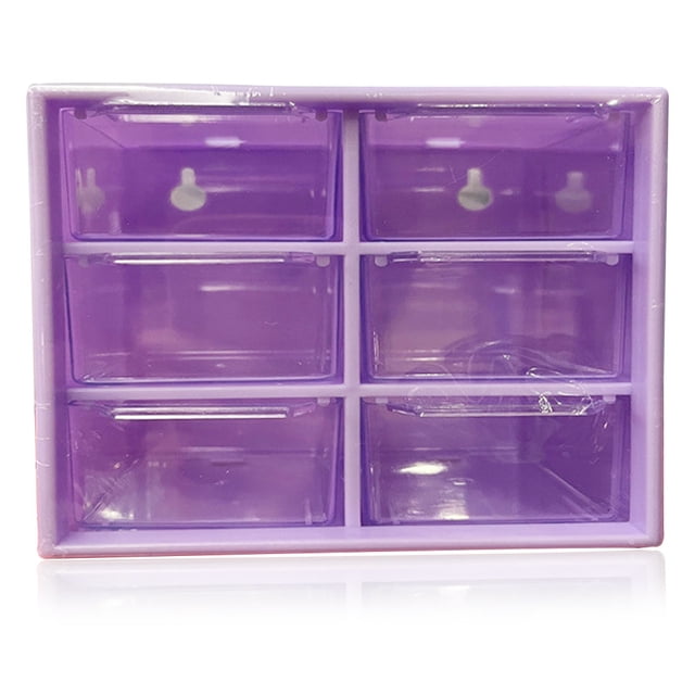 Multi compartment storage box Multifunctional plastic desktop storage box Mini art storage Jewelry Home office visible drawer - purple