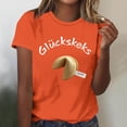 thumbnail image 4 of Levmjia Women's Graphic Round Neck T-Shirt, Funny German Text "Glückskeks" Print Tee, Casual Short Sleeve Summer Top, Soft Polyester Blend, Sizes XS-XL, 4 of 4