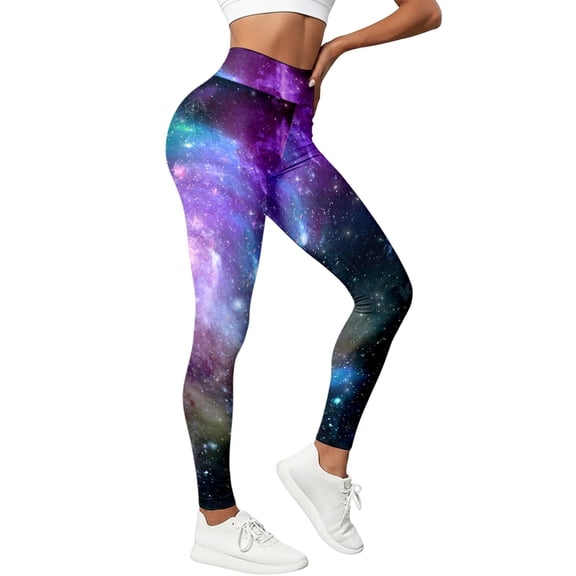 Soft Leggings for Women High Waist with Celestial Print Stretchy Comfy Running Yoga Pants for Workout Athletic