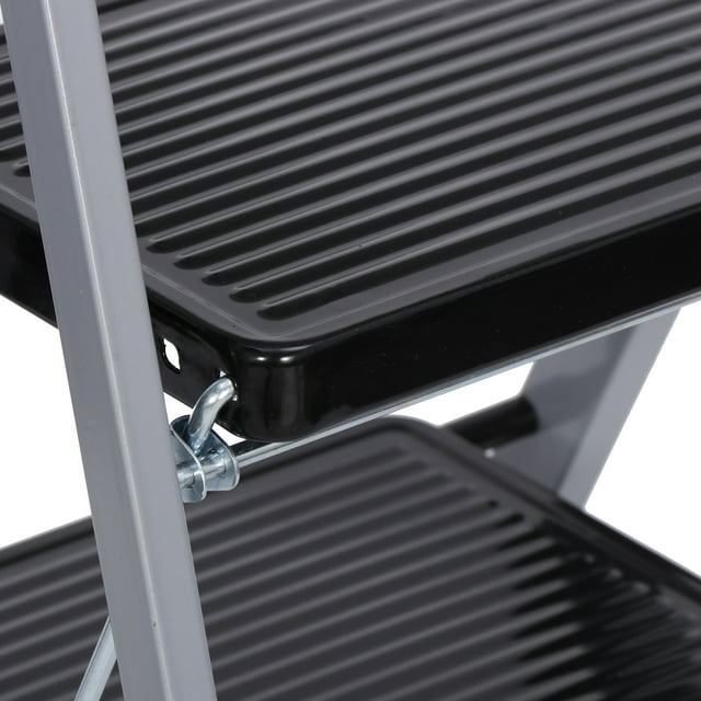 ZENY 3 Step Ladder Folding Step Stool Wide Anti-Slip Platform 330lbs Capacity, Silver