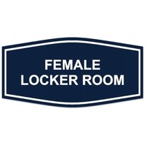 Signs ByLITA Fancy Female Locker Room Sign - Laser-Engraved Lettering | Durable ABS Plastic | Vibrant Colors | Powerful Foam Tape (Navy Blue / White) - Large