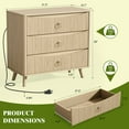 thumbnail image 2 of Fluted Nightstand with Charging Station, 3 Drawers Night Stand 31.5" Wide Wood Modern Bedside Table Large Storage, Curved Edges End Table with USB TypeC for Bedroom Entryway, Natural 1 PC, 2 of 8