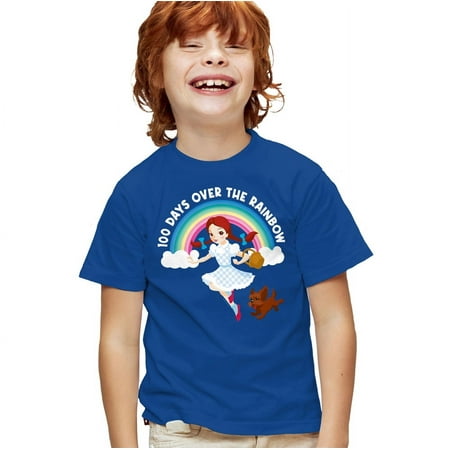 Wizard of Oz 100 Days Over the Rainbow Kids T Shirt for Youth Boys and Girls, Royal, X-Large